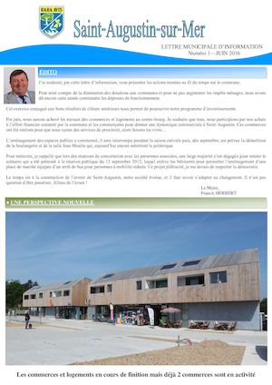 Lettre municipale d'information n°1 - Juin 2016