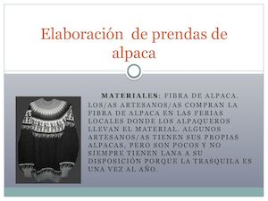 Proceso productivo de  Prendas De Alpaca
