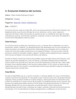 Evolucion Historica Del Turismo