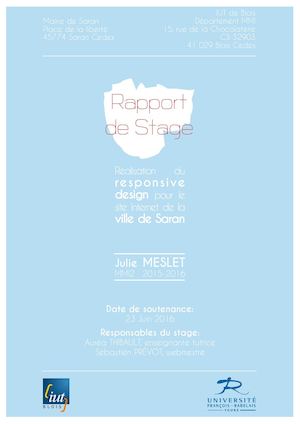 Rapport de stage de Saran