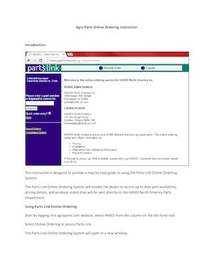 Agro Parts Online Ordering Instruction .