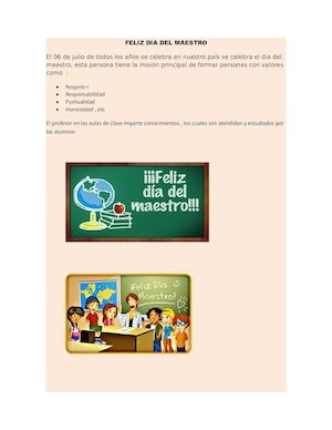 Afiche Dia Del Maestro Por Gianmarco VILLAVICENCIO