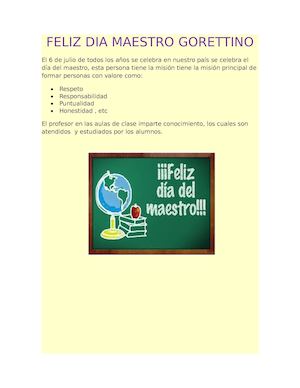 Afiche Dia Del Maestro por Milagros Nazario