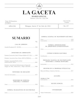 Gaceta No 127 Jueves 07 De Julio De 2016