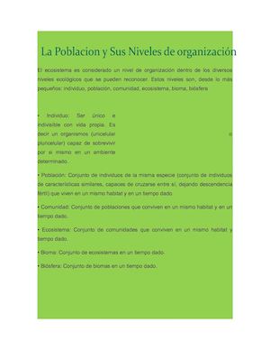 la población y su niveles de organizacion