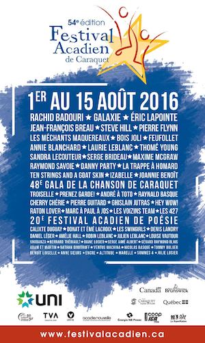 Programmation Festival acadien 2016