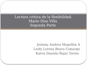 Lectura Critica De La Flexibilidad Mario Diaz Villa