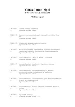 Délibérations 05 juillet