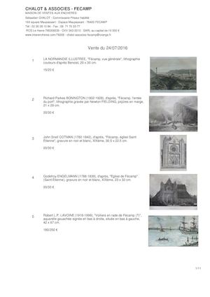VENTE AUX ENCHERES EN SOIREE A FECAMP DIMANCHE 24 JUIN A 20 HEURES - CHALOT & ASSOCIES FECAMP MAISON DE VENTES AUX ENCHERES