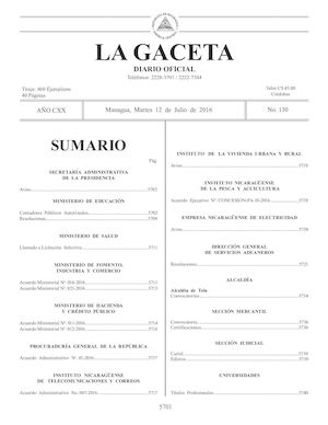 Gaceta No 130 Martes 12 De Julio De 2016