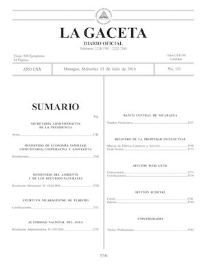 Gaceta No 131 Miércoles 13 De Julio De 2016