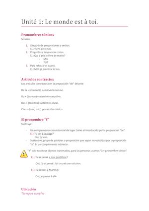 Unité 1 Le Monde Est à Toi