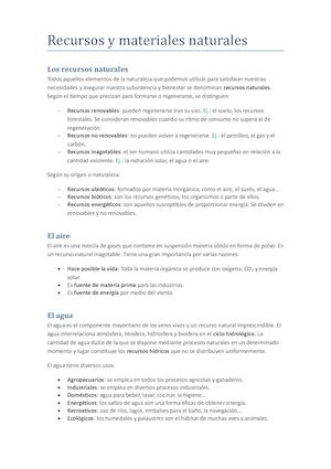 Recursos Y Materiales Naturales