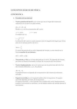 Cinemática Conceptos Y Problemas