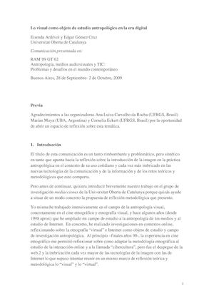 Antropología, Medios Audiovisuales Y Tics