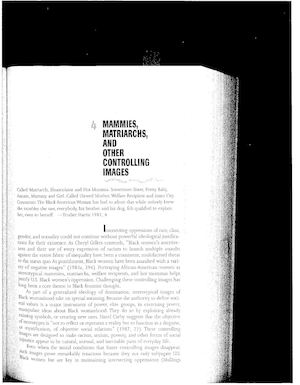 Patricia Hill Collins Mammies, Matriarchs, And Other Controlling Images