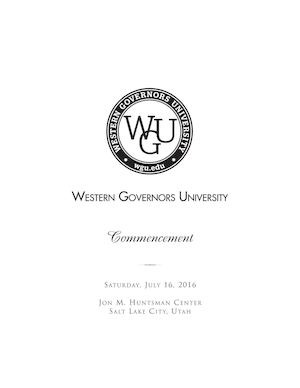 WGU Summer 2016 Commencement Program