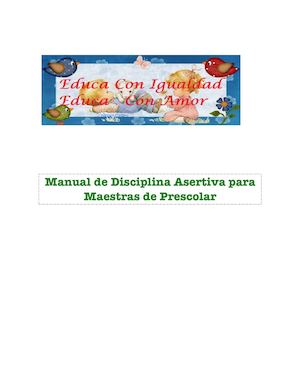 Manual De Disciplina Asertiva Para Maestras De Prescolar