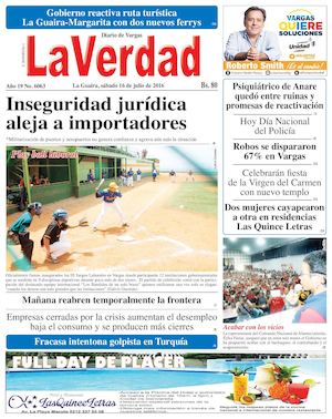 La Guaira, sabado 16 de julio de 2016 Año 19 Nº. 6063