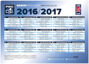 Calendrier Pro D2 saison 2016-2017
