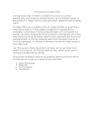 Erradiquemos El Trabajo Infantil