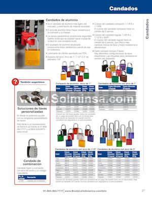 Catalogo Brady  Candado De Aluminio Laminado Www Solminsa Com Distribuidor Brady Lima Perú 2522207