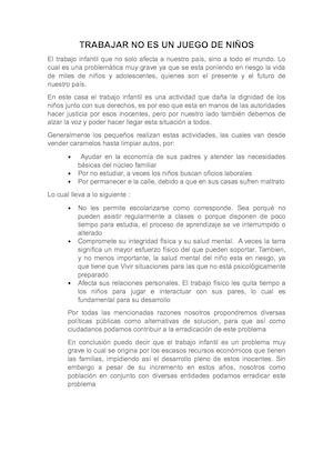 Ensayo Del Trabajo Infantil