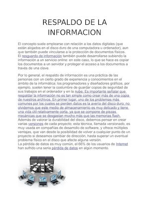Respaldo de la informacion