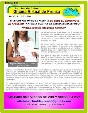 Madre denuncia que el Inpec al trasladar a su esposo de Palmira, le niega el Derecho a un apellido a su bebé de 2 meses.