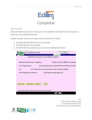 EdiLIM - Como crear actividad " Completar "