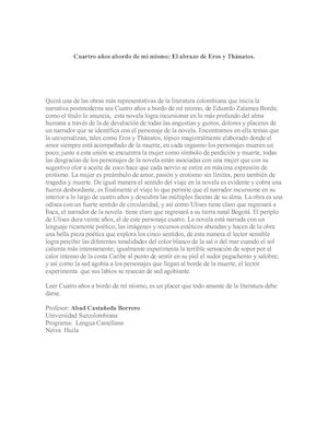 Cuatro Años A Bordo De Mí Mismo Resumen