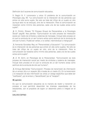 Definición De 5 Autores De Comunicación Educativa