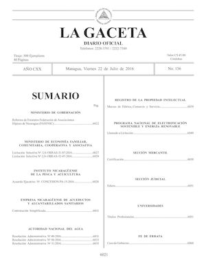Gaceta No 136 Viernes 22 De Julio De 2016