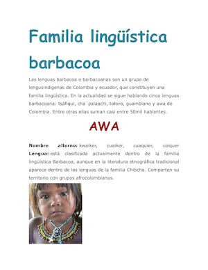 Familia Barbacoa: Awa Y Guambiano