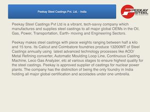 PEEKAY STEEL CASTING (P) LTD Presentation