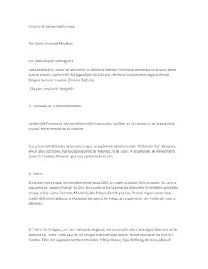 Historia De La Avenida Primera