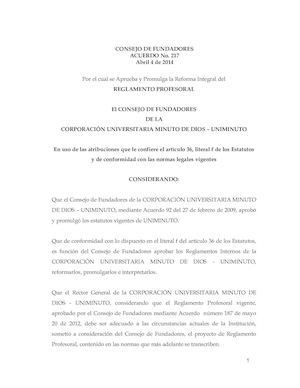 Reglamento Profesoral Uniminuto