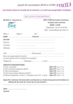 Bulletin Inscription j'EXCEL6
