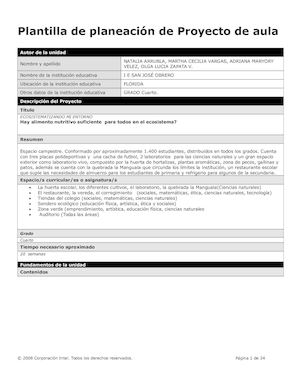 Planeación De Proyecto De Aula S Egundo Semestre