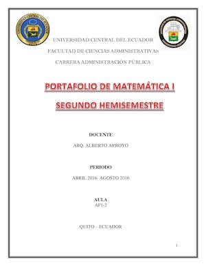 PORTAFOLIO DE MATEMÁTICA I
