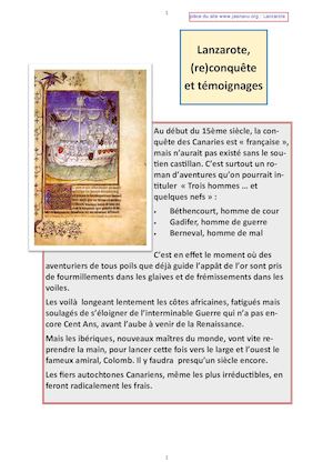 Lanzarote conquête et possession