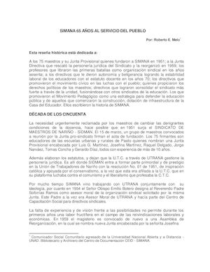 Sintesis de la Historia de Simana