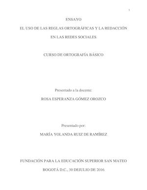 Ensayo Reglas De Ortografia Yolanda Ruiz