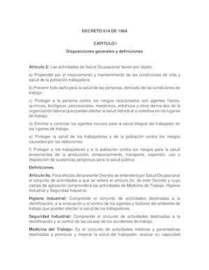 Decreto 614 De 1984