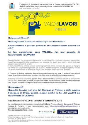 Progetto LAVORI VALORI THIENE 2. Bando di partecipazione