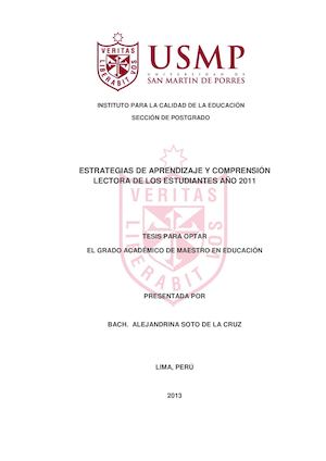 Estrategias De Aprendizaje Y Comprensiòn Lectora
