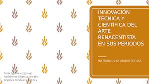 Innovación Técnica Y Científica Del Arte Renacentista