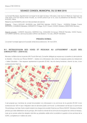 CONSEIL MUNICIPAL DU 23 MAI 2016