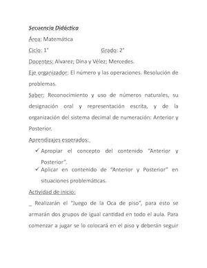 Secuencia Didáctica De Alvarez Y Velez