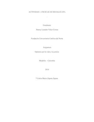 Actividad 1 Encíclicas Sociales